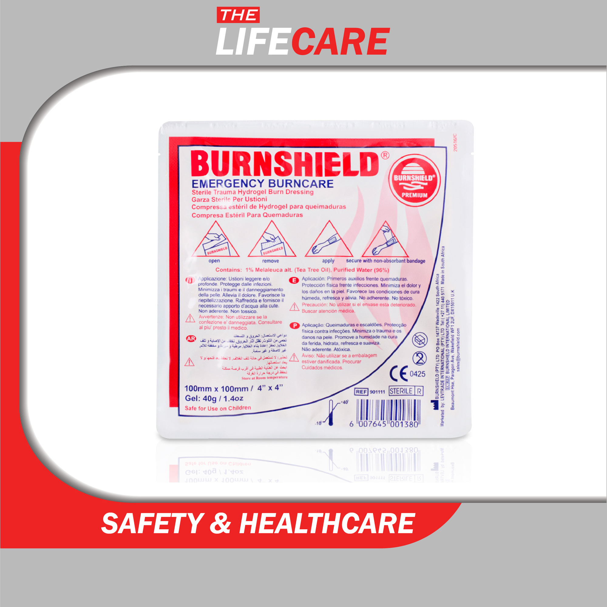 Sterile BurnShield Burn Gel Dressing 10cm x 10cm First Aid Refill Malaysia